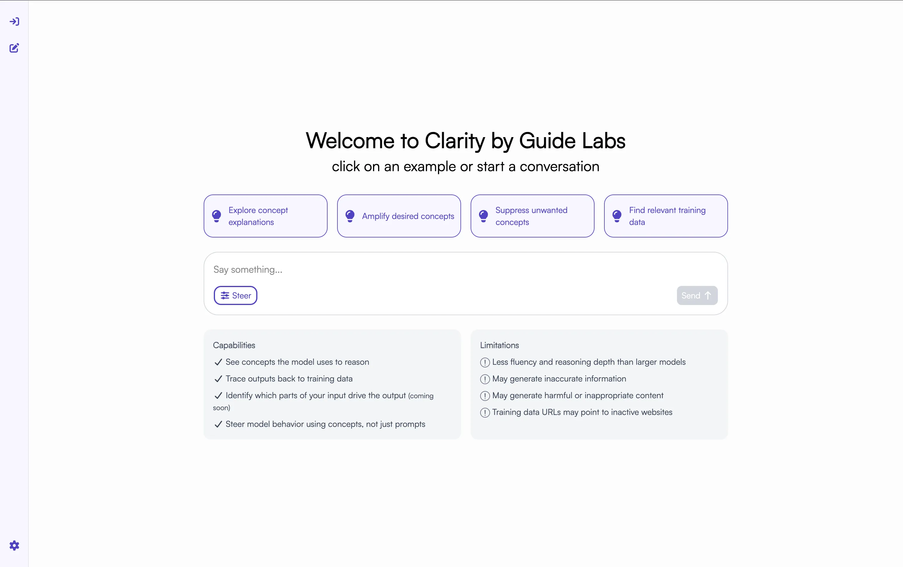 Clarity looks like other chat bots besides one big difference: the steering button.